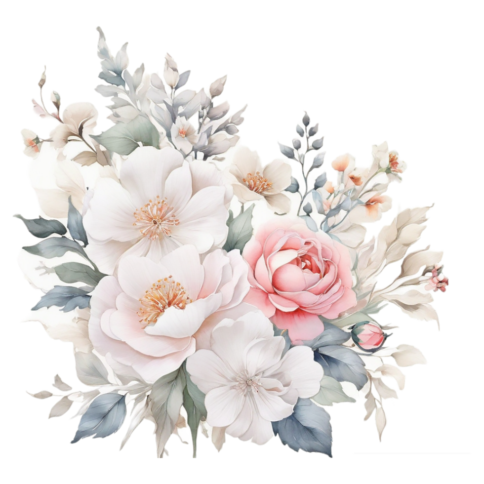 AI generated Watercolor Floral Flower Bouquet Design, Watercolor Flower Arrangements design, gilter Flower Design, Flower Sublimation Floral Clipart Wedding card design, Free PNG