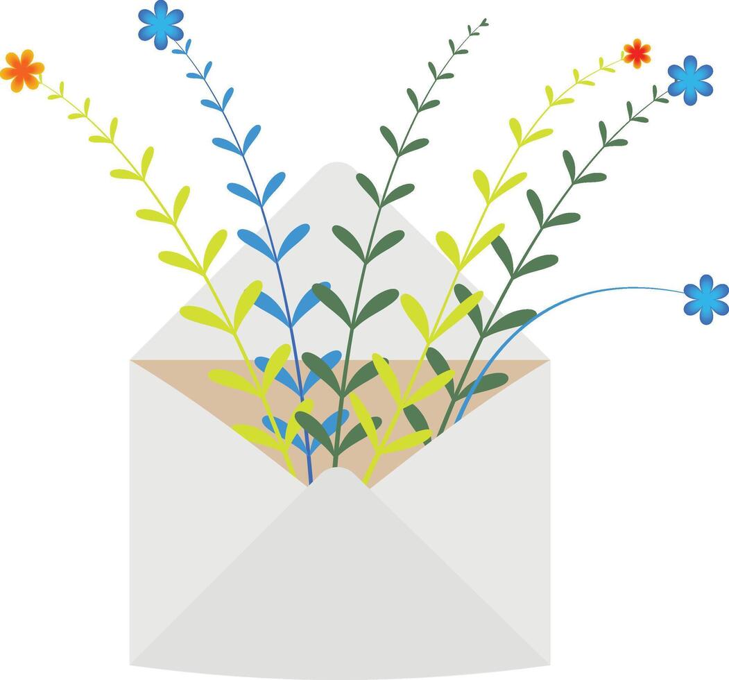 hermosa flor con correo caja vector