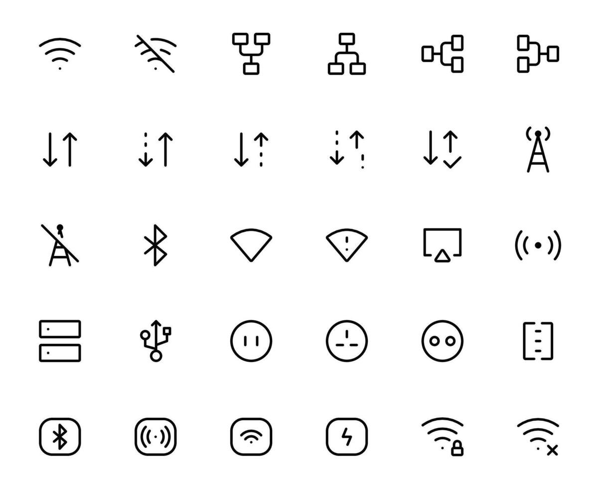 Connection thin line vector icons. Editable stroke