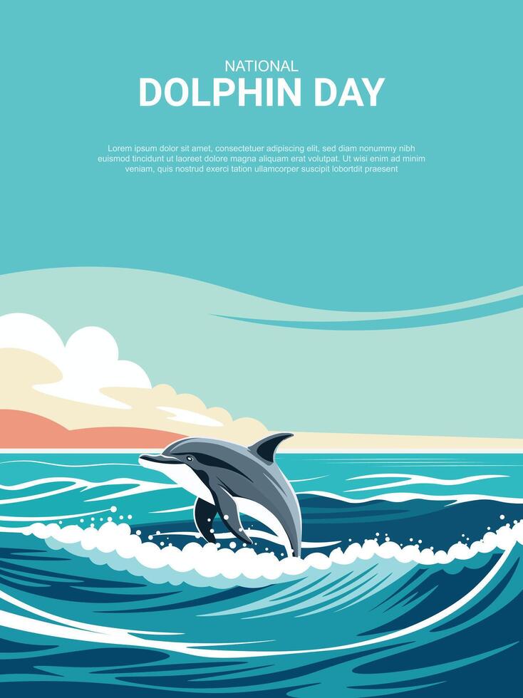 National Dolphin Day background. vector