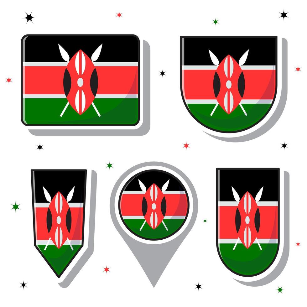 Kenya national flag cartoon vector illustration icon mascot bundle packs