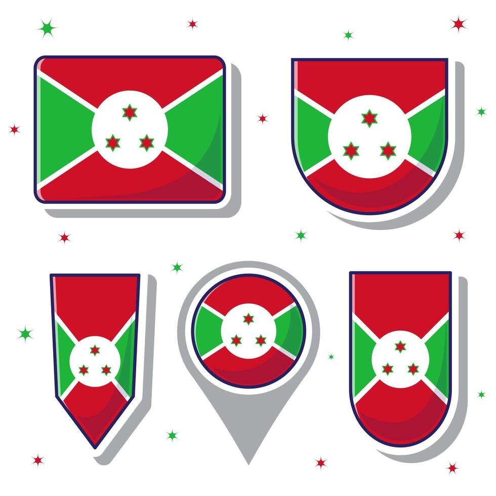 Burundi nacional bandera dibujos animados vector ilustración icono mascota haz paquetes