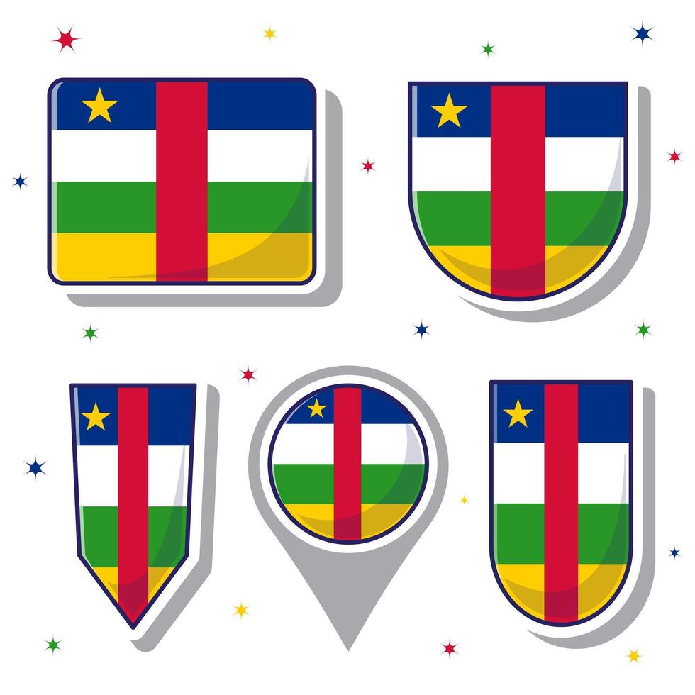 plano dibujos animados vector ilustración de central África nacional bandera con muchos formas dentro