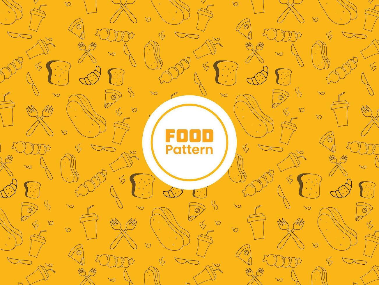 Seamless pattern with outline icons on a theme kitchen accessories and food vector