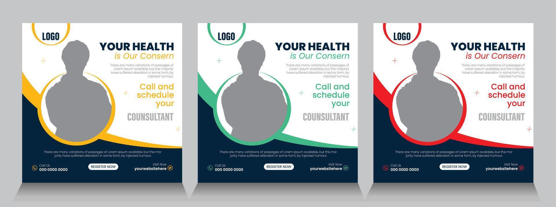 Medical square web banner for social media mobile app vector