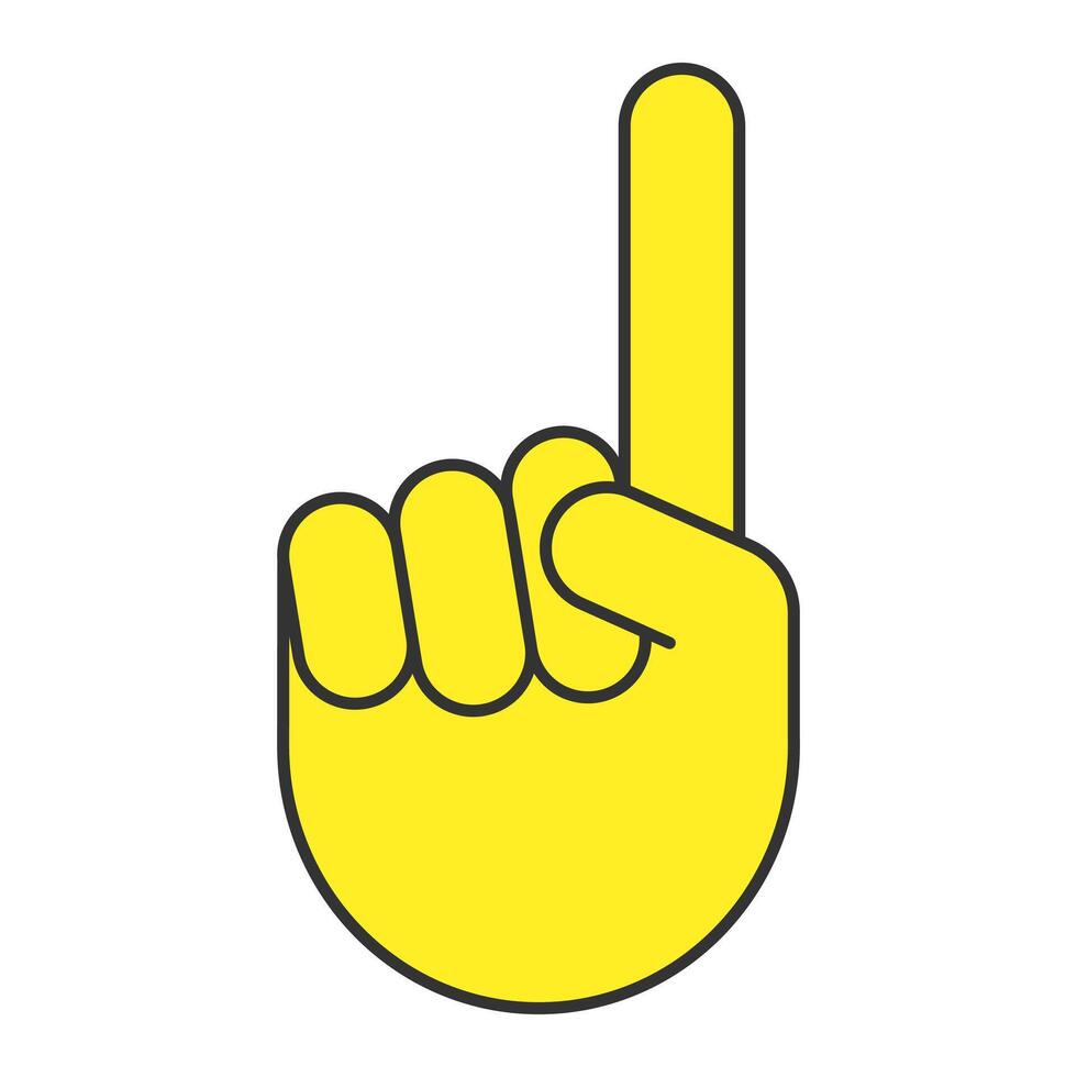 Number one hand finger pointing up. One finger line art, vector icon for apps and websites isolated on a white background.