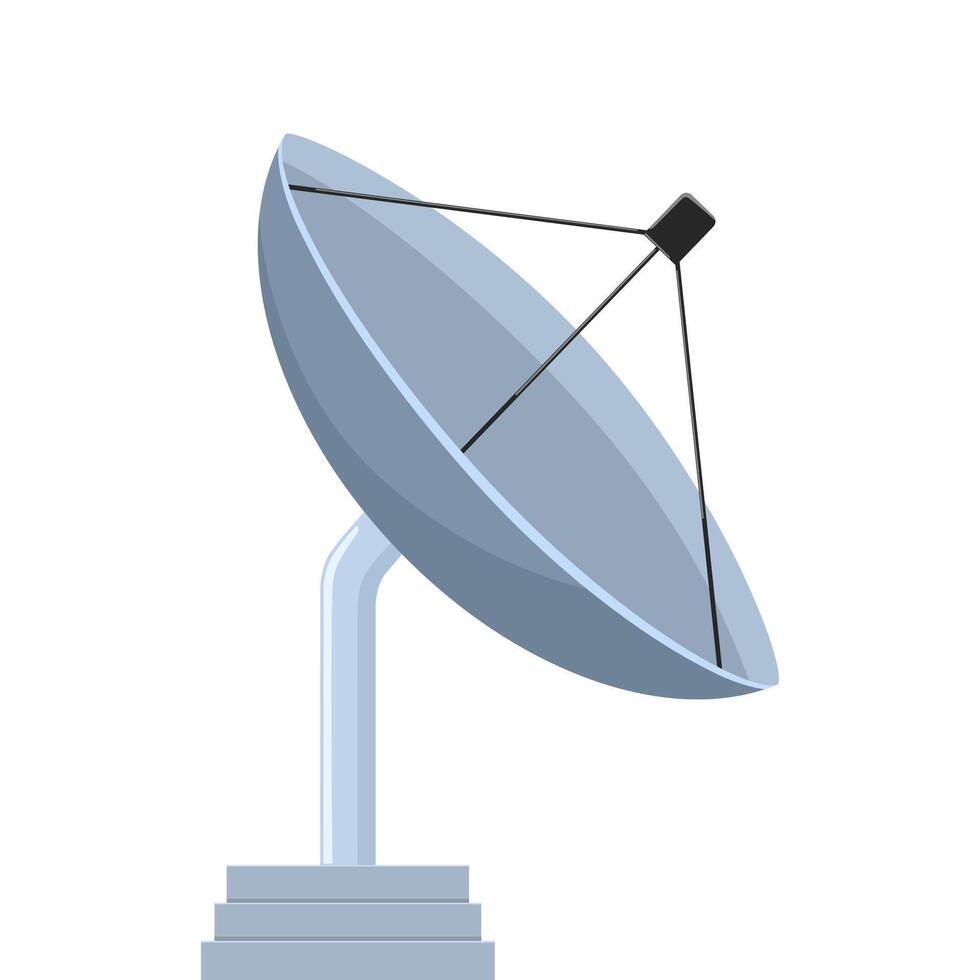 Satellite dish parabolic antenna, isolated on a white background, vector illustration