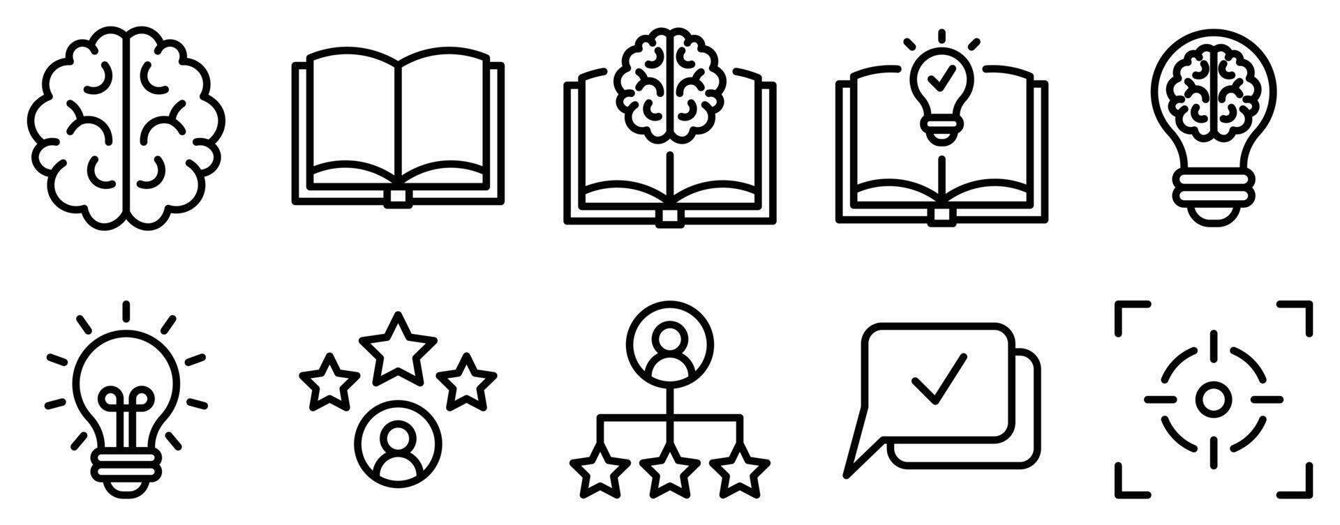 mentoring and training icon line style set collection vector