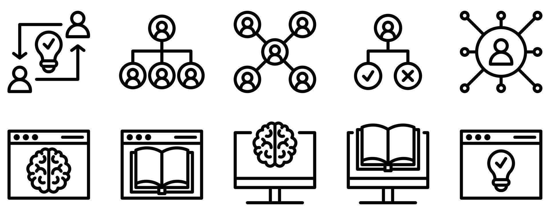 mentoring and training icon line style set collection vector