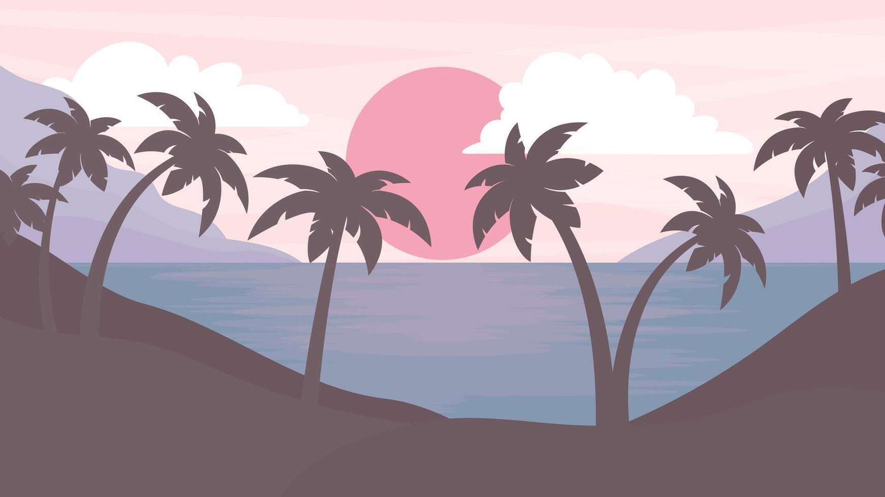 tropical landscape pastel colors vector