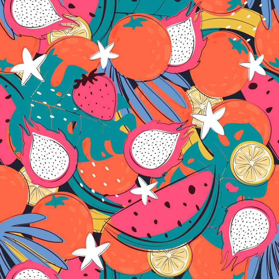 exotic fruits pattern design vector