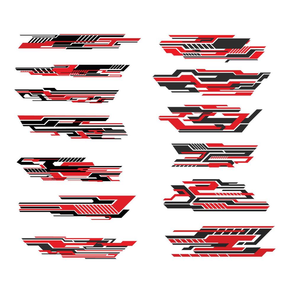 vector set of car body wrap line strip decal designs.