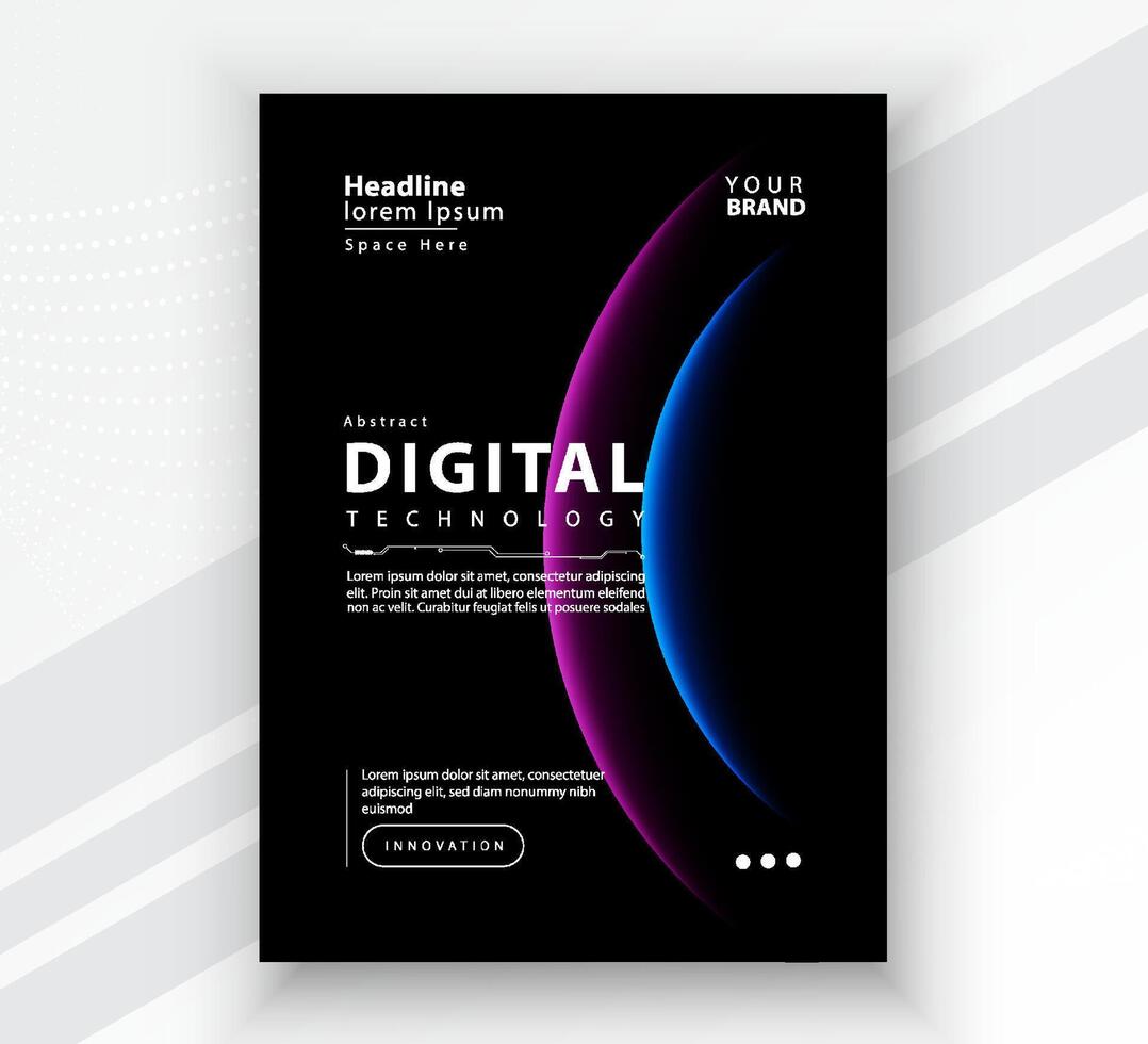 Poster brochure cover banner presentation layout template, Technology digital futuristic internet network connection black background, Abstract cyber future tech communication, Ai big data science 3d vector