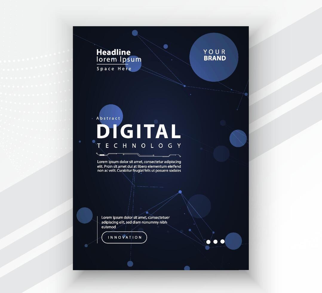 Poster brochure cover banner presentation layout template, Technology digital futuristic internet network connection blue background, Abstract cyber future tech communication, Ai big data science post vector