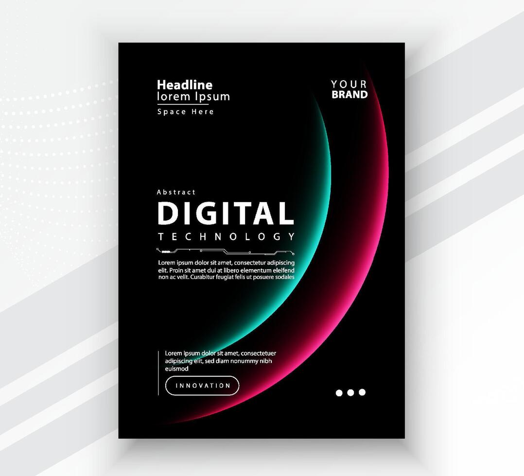 Poster brochure cover banner presentation layout template, Technology digital futuristic internet network connection black background, Abstract cyber future tech communication, Ai big data science 3d vector