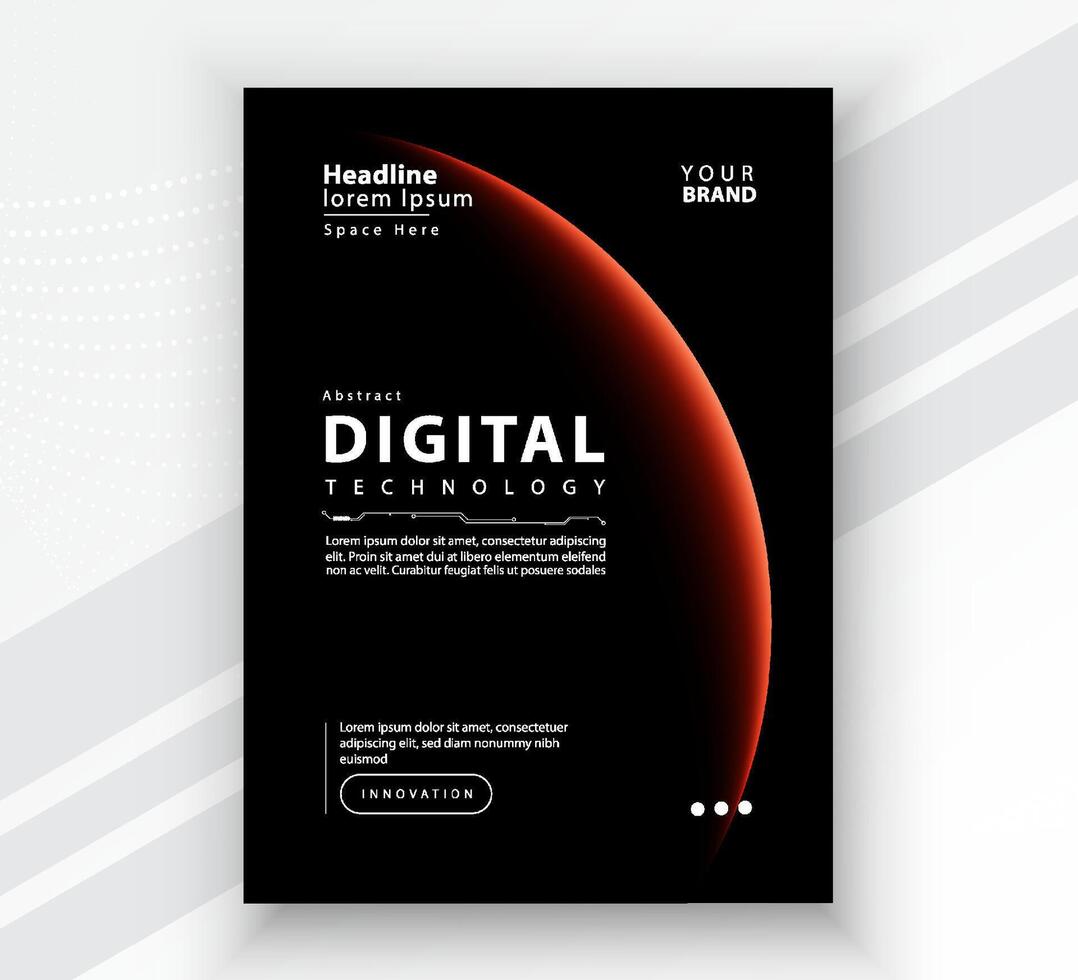 Poster brochure cover banner presentation layout template, Technology digital futuristic internet network connection black background, Abstract cyber future tech communication, Ai big data science 3d vector
