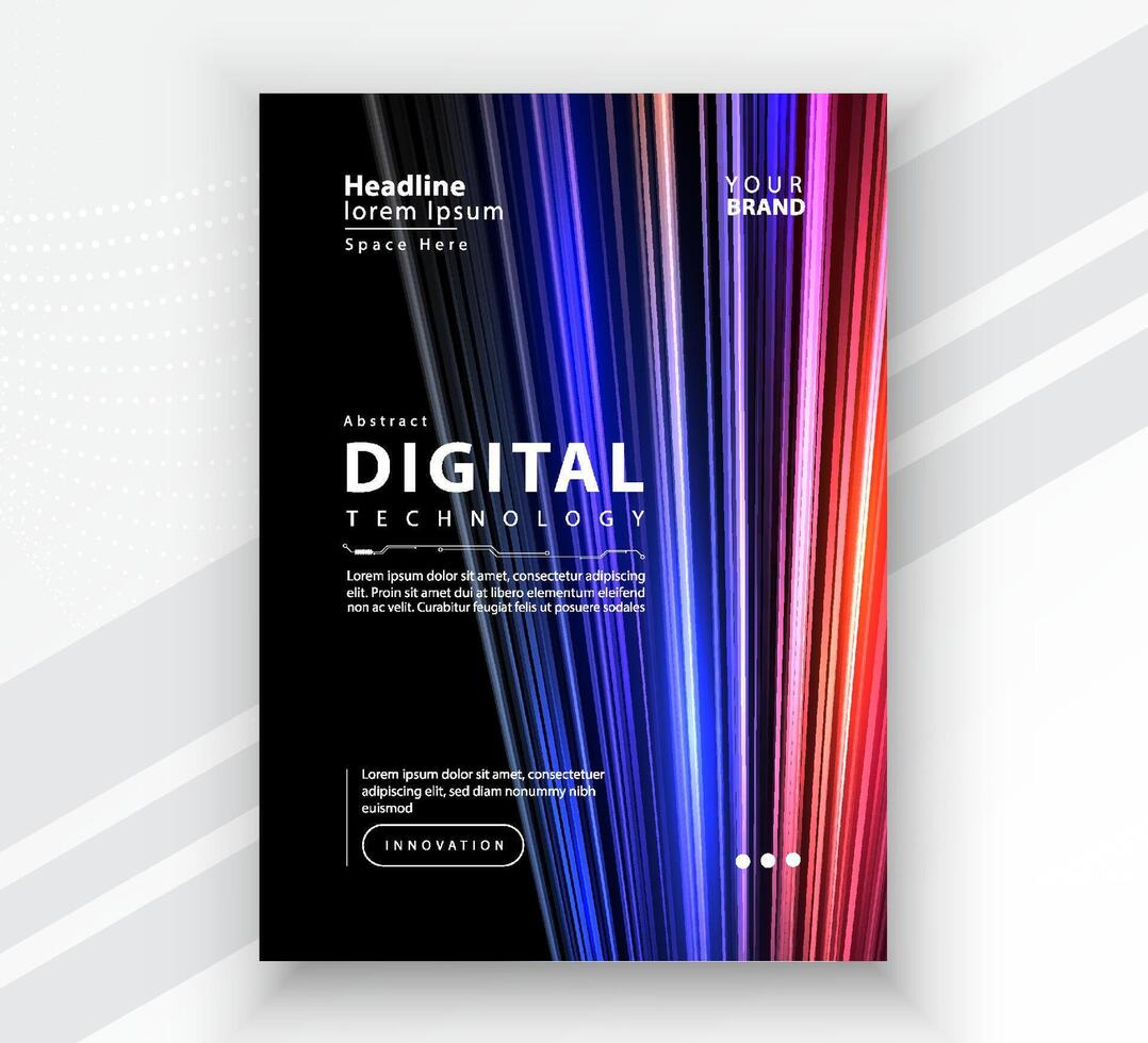 Poster brochure cover banner presentation layout template, Technology digital futuristic internet network connection black background, Abstract cyber future tech communication, Ai big data science 3d vector