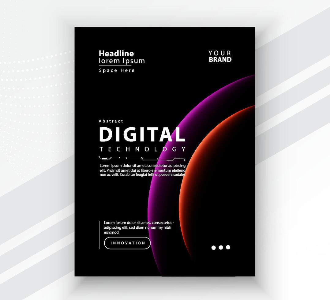 Poster brochure cover banner presentation layout template, Technology digital futuristic internet network connection black background, Abstract cyber future tech communication, Ai big data science 3d vector