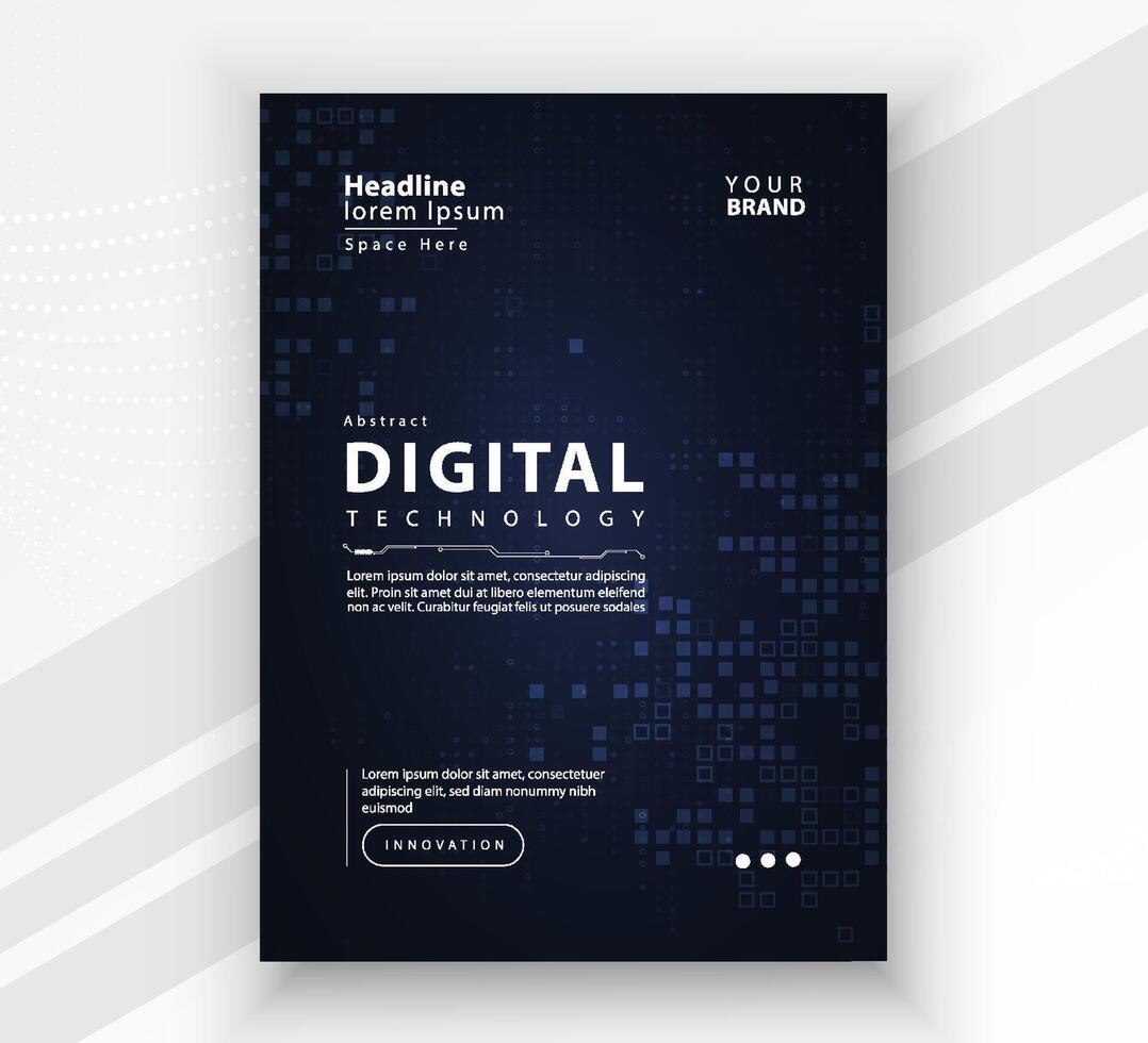 Poster brochure cover banner presentation layout template, Technology digital futuristic internet network connection blue background, Abstract cyber future tech communication, Ai big data science post vector