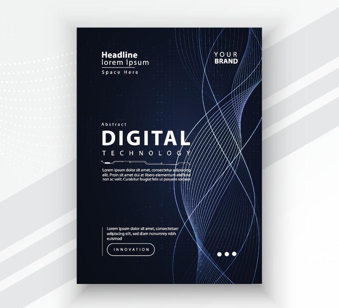 Poster brochure cover banner presentation layout template, Technology digital futuristic internet network connection blue background, Abstract cyber future tech communication, Ai big data science post vector