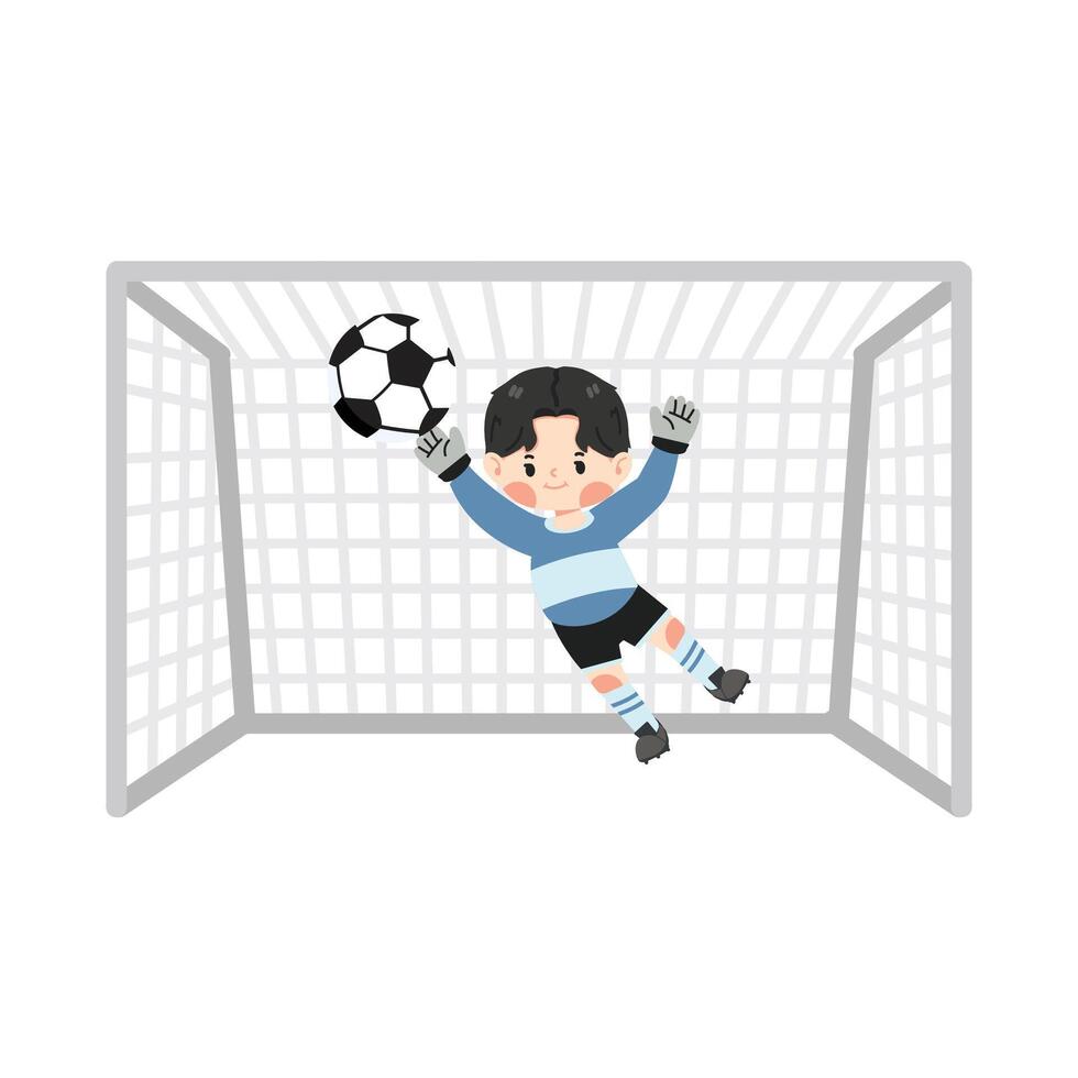 Kid Soccer football Goal Keeper vector