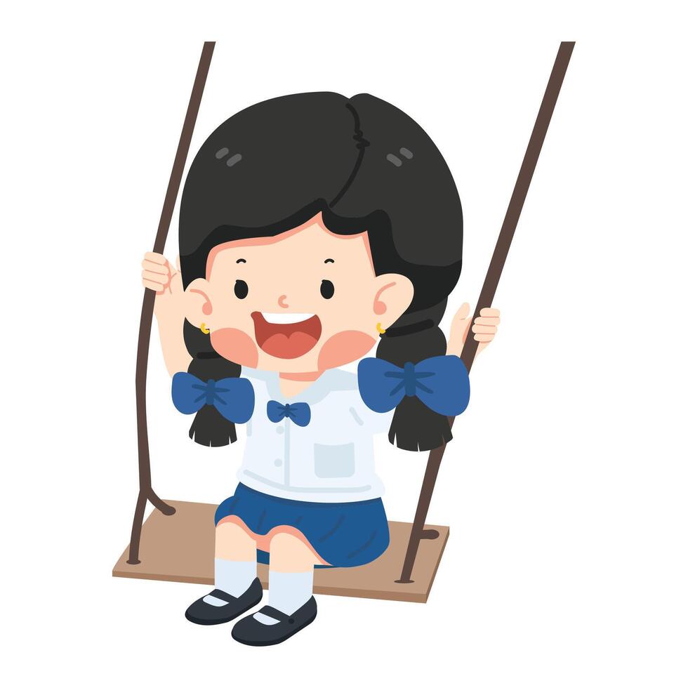 Girl student Smiling fun on swing vector