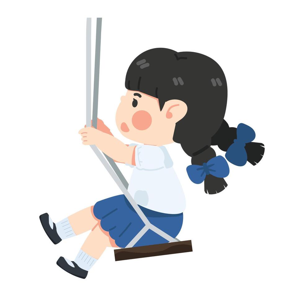 Girl student having fun on swing vector