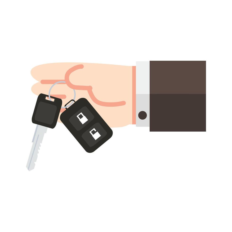 Hand Businessman holding car key doodle vector