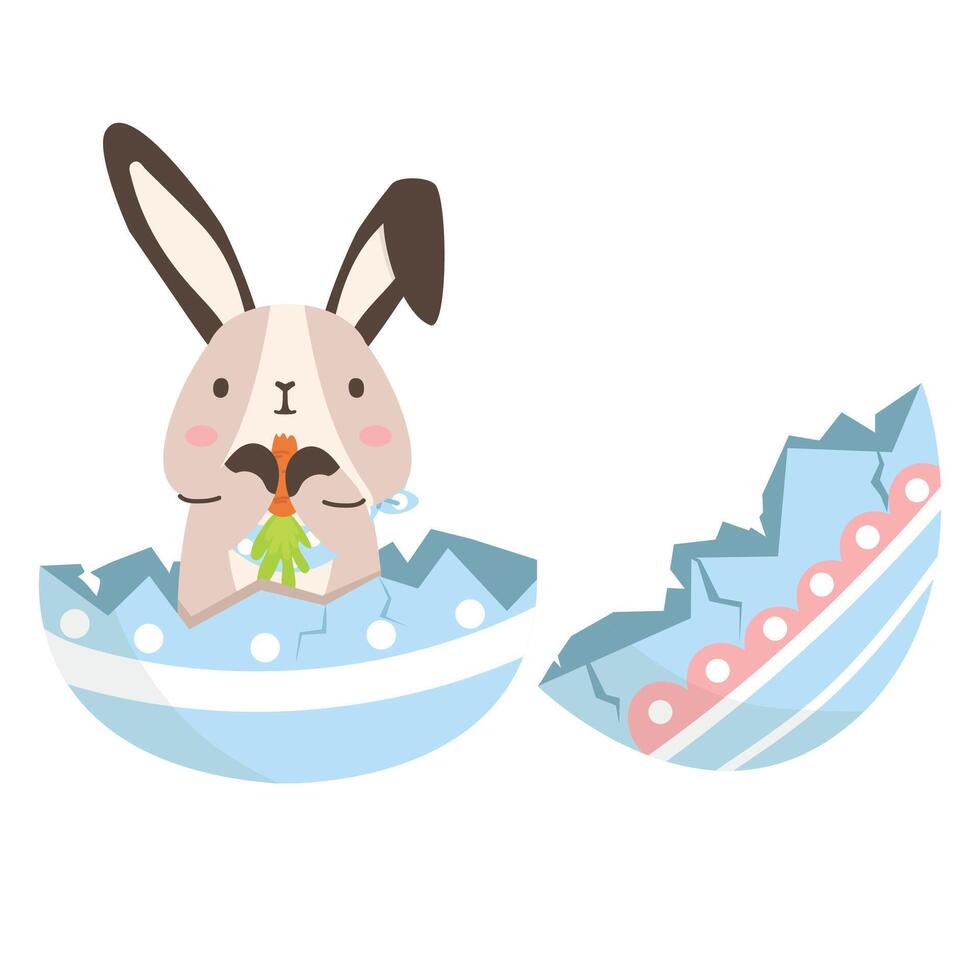 Cute rabbit in egg vector easter