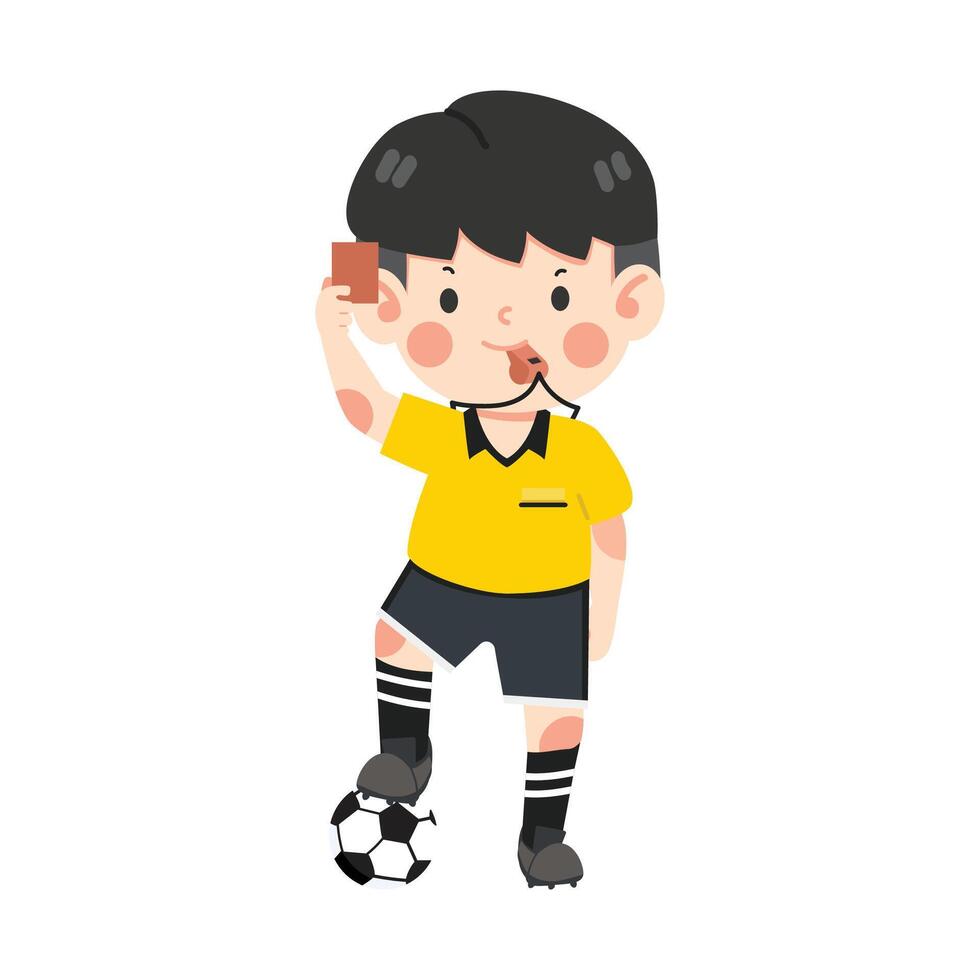 Cute kid wearing Football Referee vector