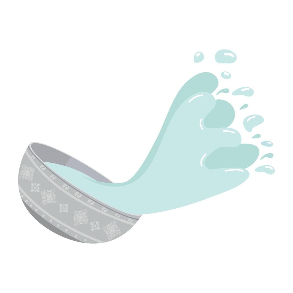 Silver bowl with splash water vector flat