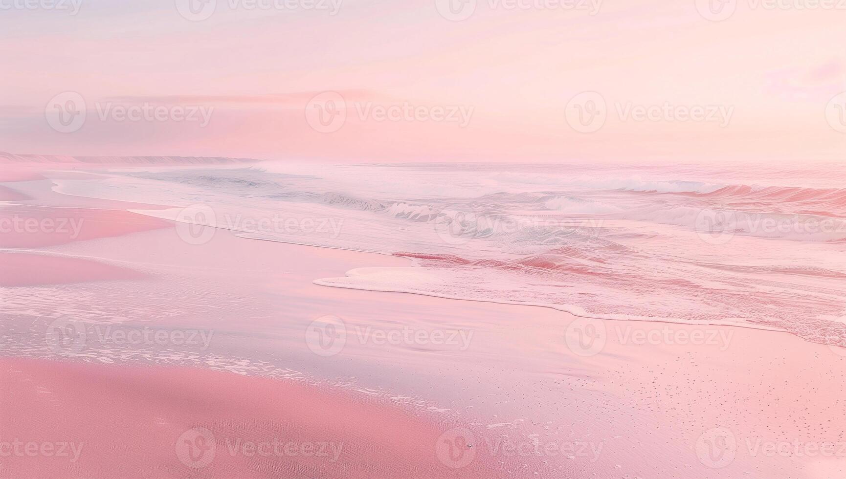 AI generated Beautiful sunset on the beach with soft waves and pastels colors photo