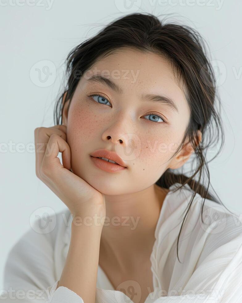 AI generated Photo of an Asian female model on white background