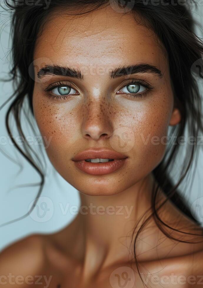 AI generated Model perfect skin testing cosmetics photo