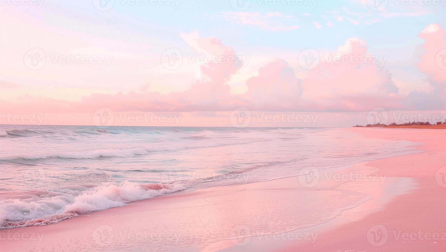 AI generated Pink beach pink sky pink sea photo