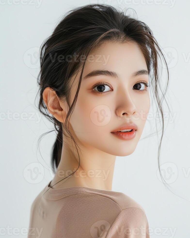 AI generated Photo of an Asian female model on white background