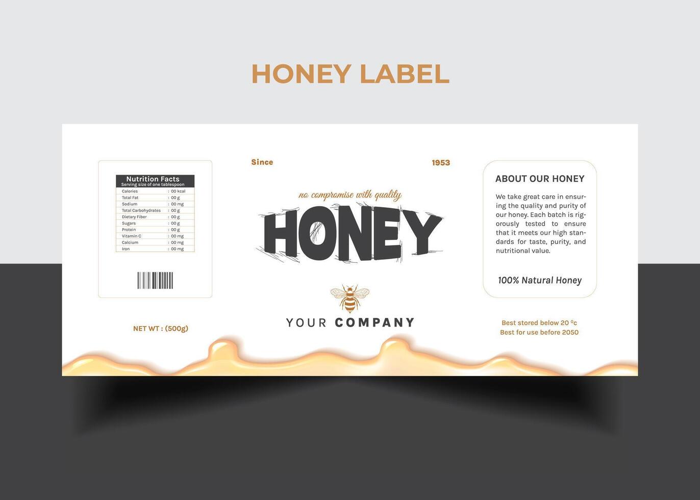 Honey Label  Pure honey ads banner design vector