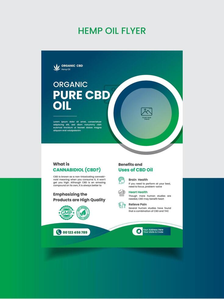 Hemp Product Flyer CVD Oil Flyer Design vector