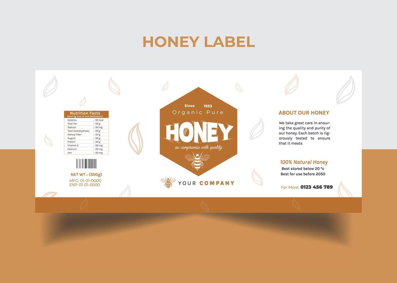 Honey Label  Pure honey ads banner design vector