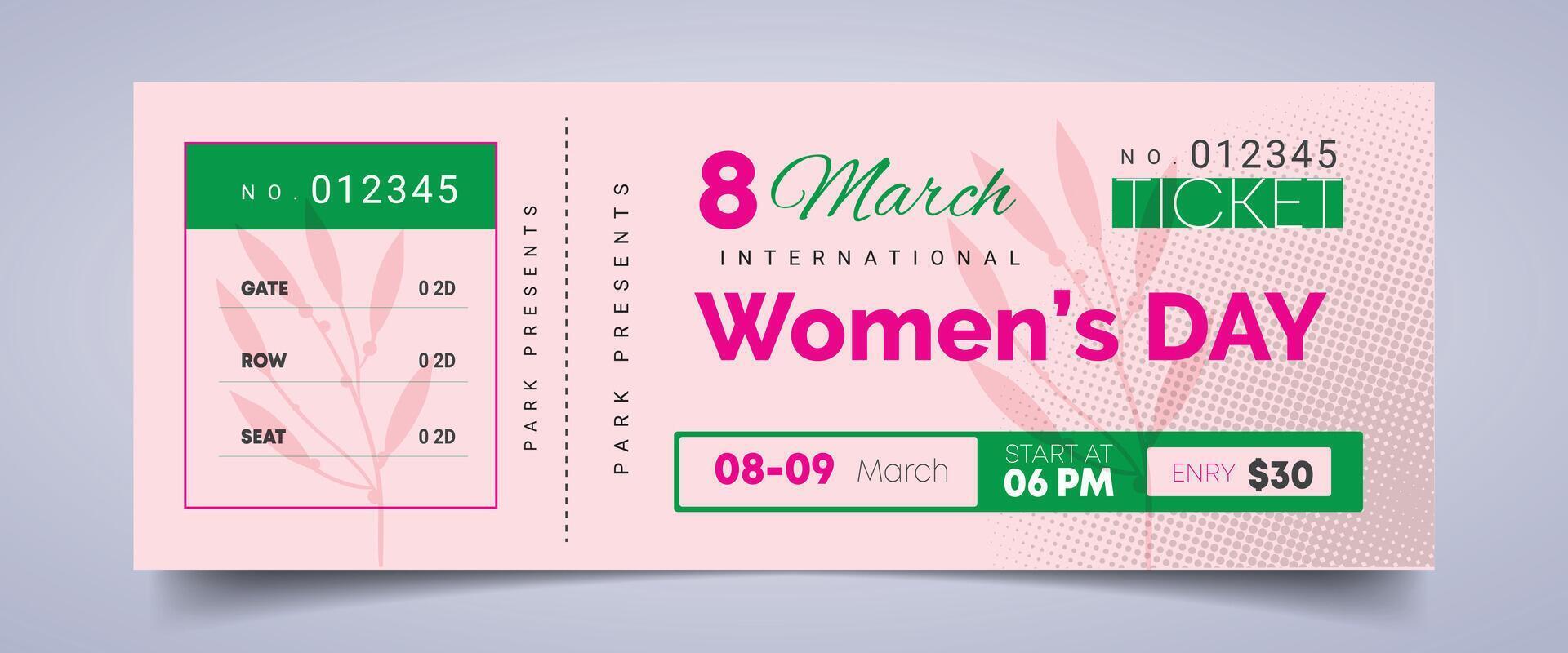 Women's Day Ticket Design vector