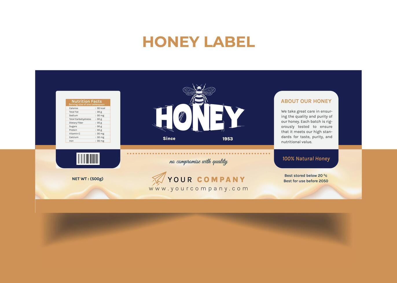 miel etiqueta puro miel bandera diseño vector