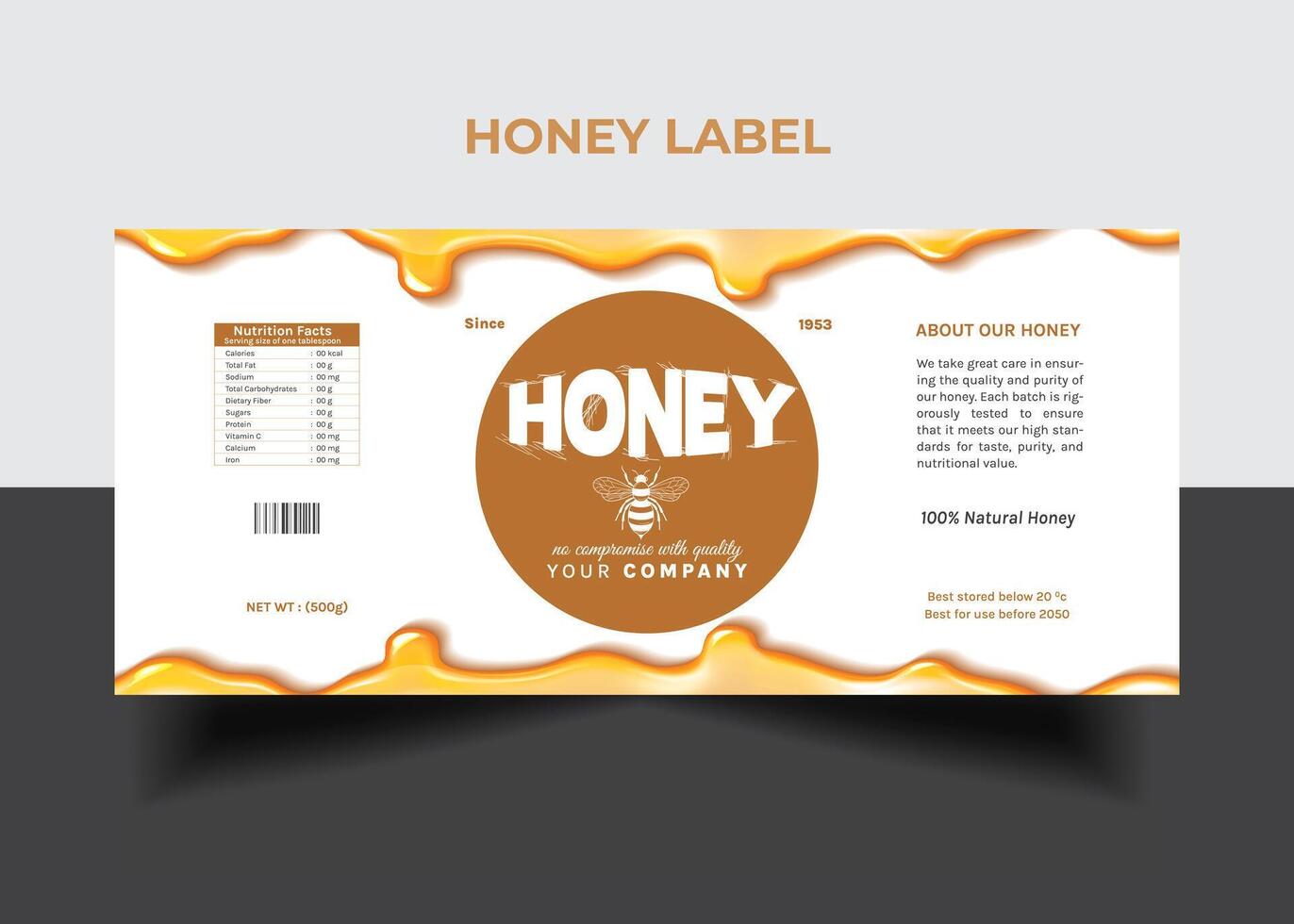 Honey Label  Pure honey ads banner design vector