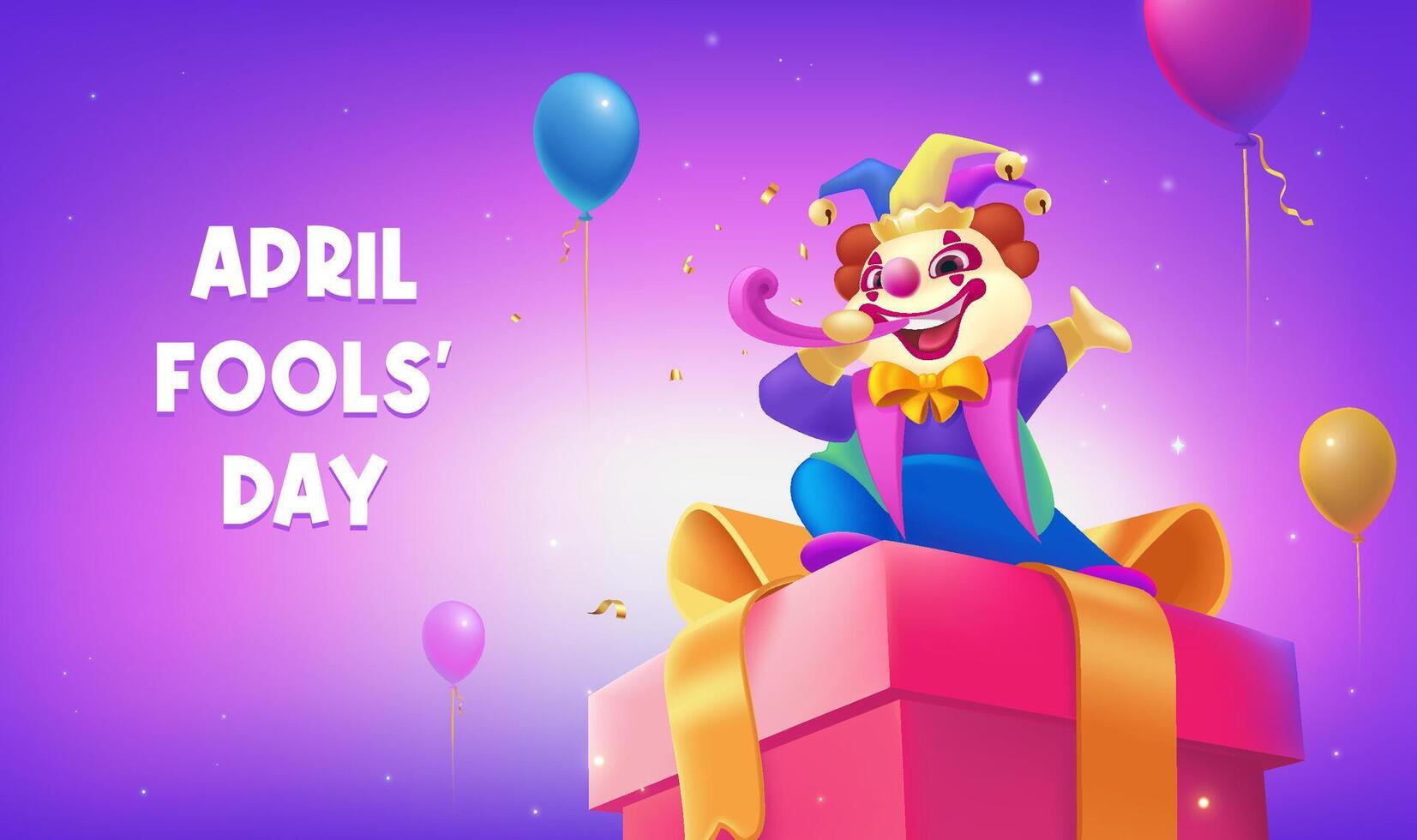 Vector hand painted April Fool's Day celebration banner horizontal template
