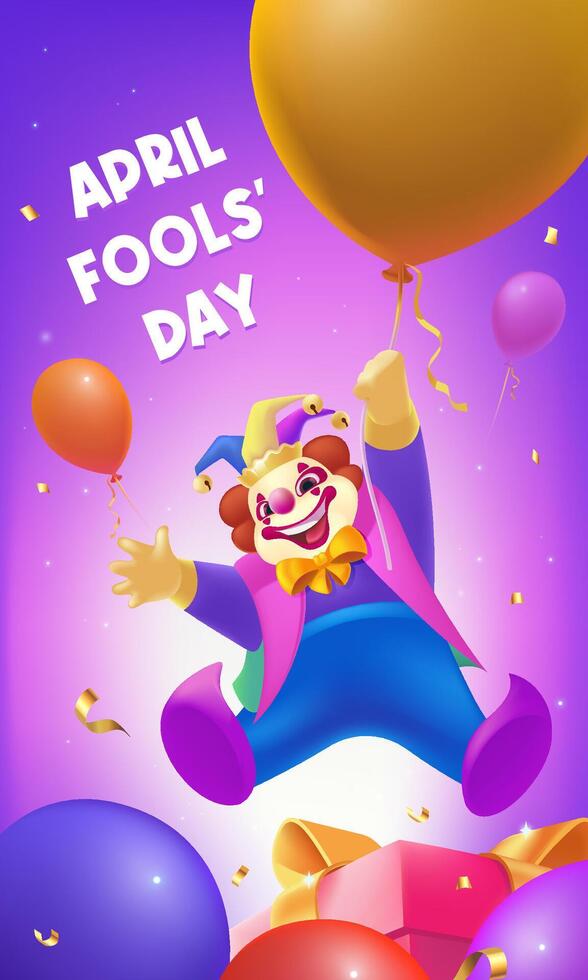 Vector hand painted April Fool's Day celebration vertical poster template