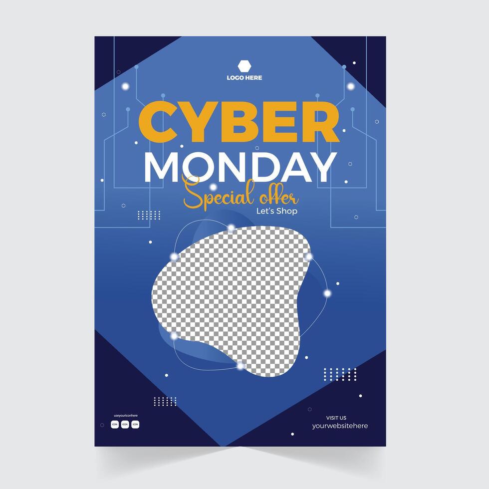 Modern Vector Cyber Monday Tech Flyer Template