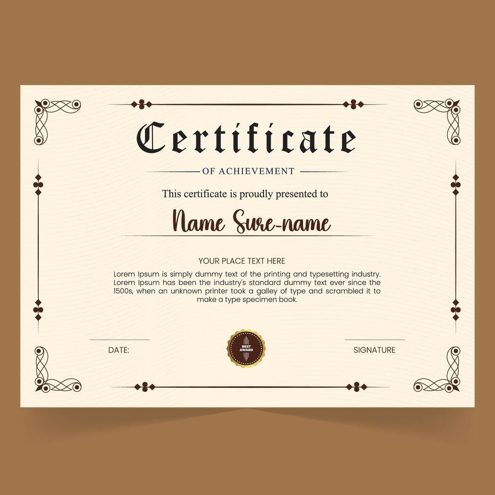 Creative Certificate of Achievement Award Template vector