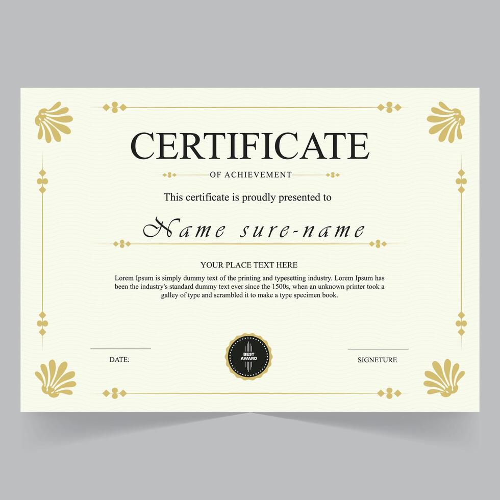 Creative Certificate of Achievement Award Template vector