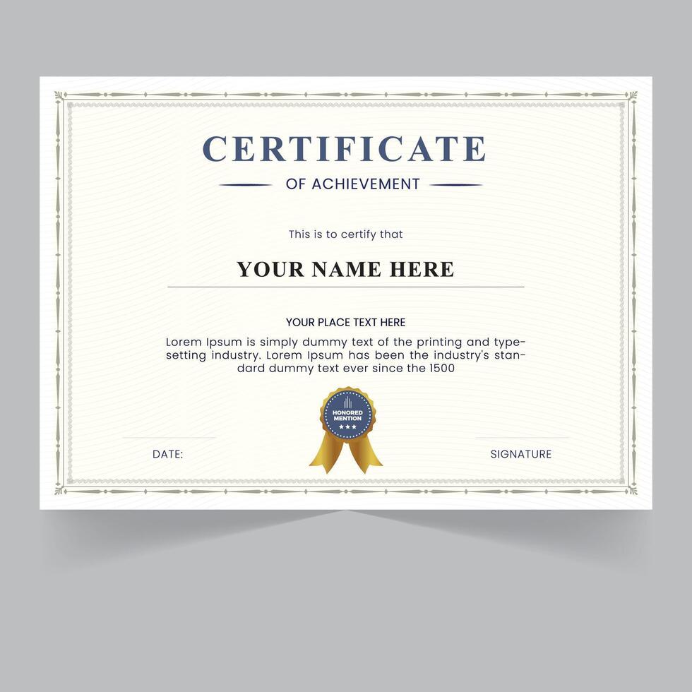 Creative Certificate of Achievement Award Template vector