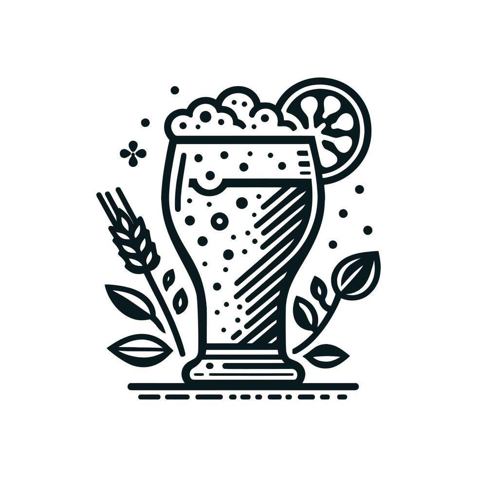 Brewery Emblem Glass Beer Mug Bottle Silhouette Vector Icon