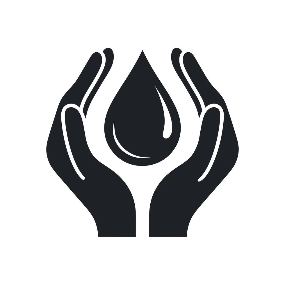 Guardians of Water Silhouette Hands Shielding a Drop for World Water Day vector